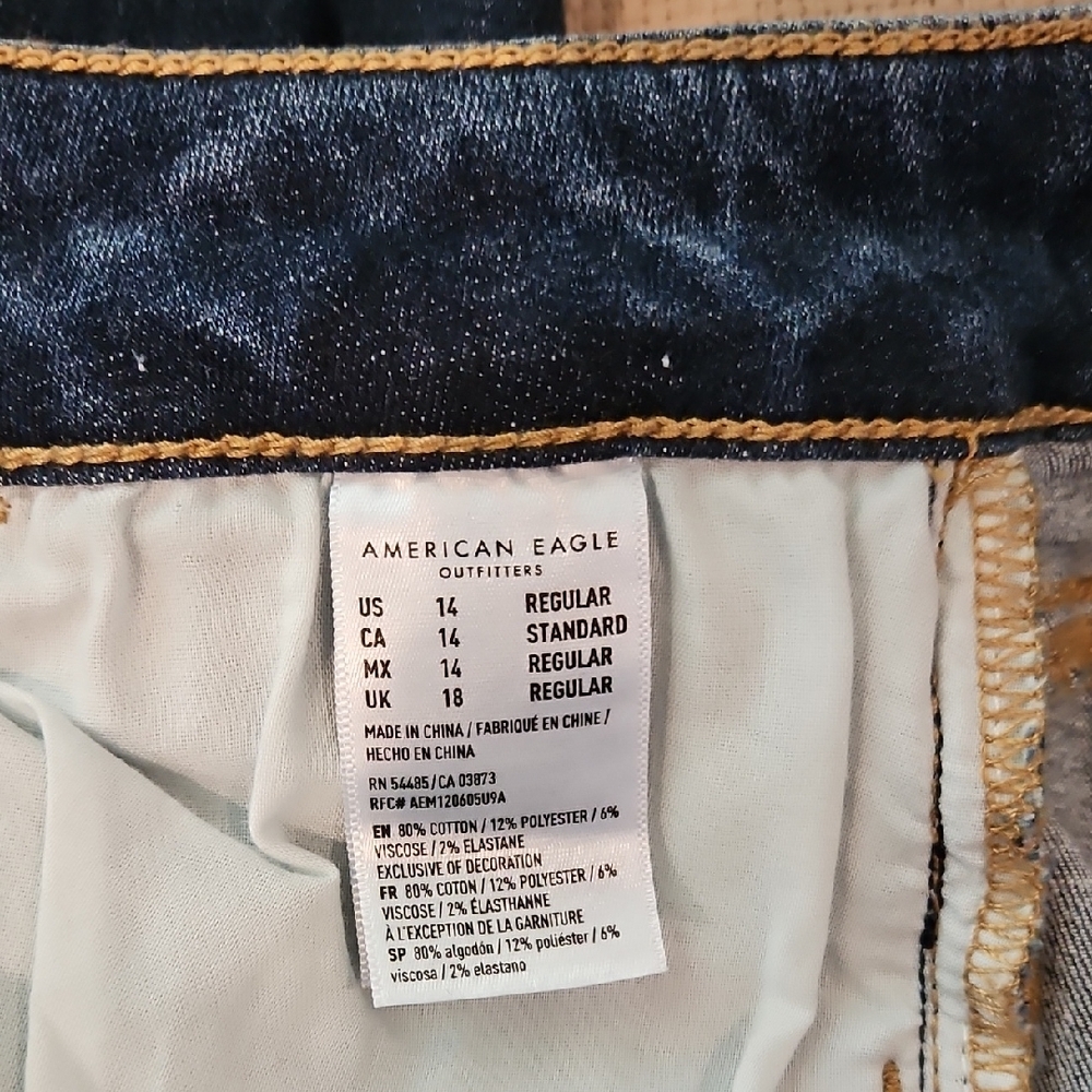 American Eagle Outfitters Midnight Blue Ripped Skinny Jeans - Picture 7 of 7